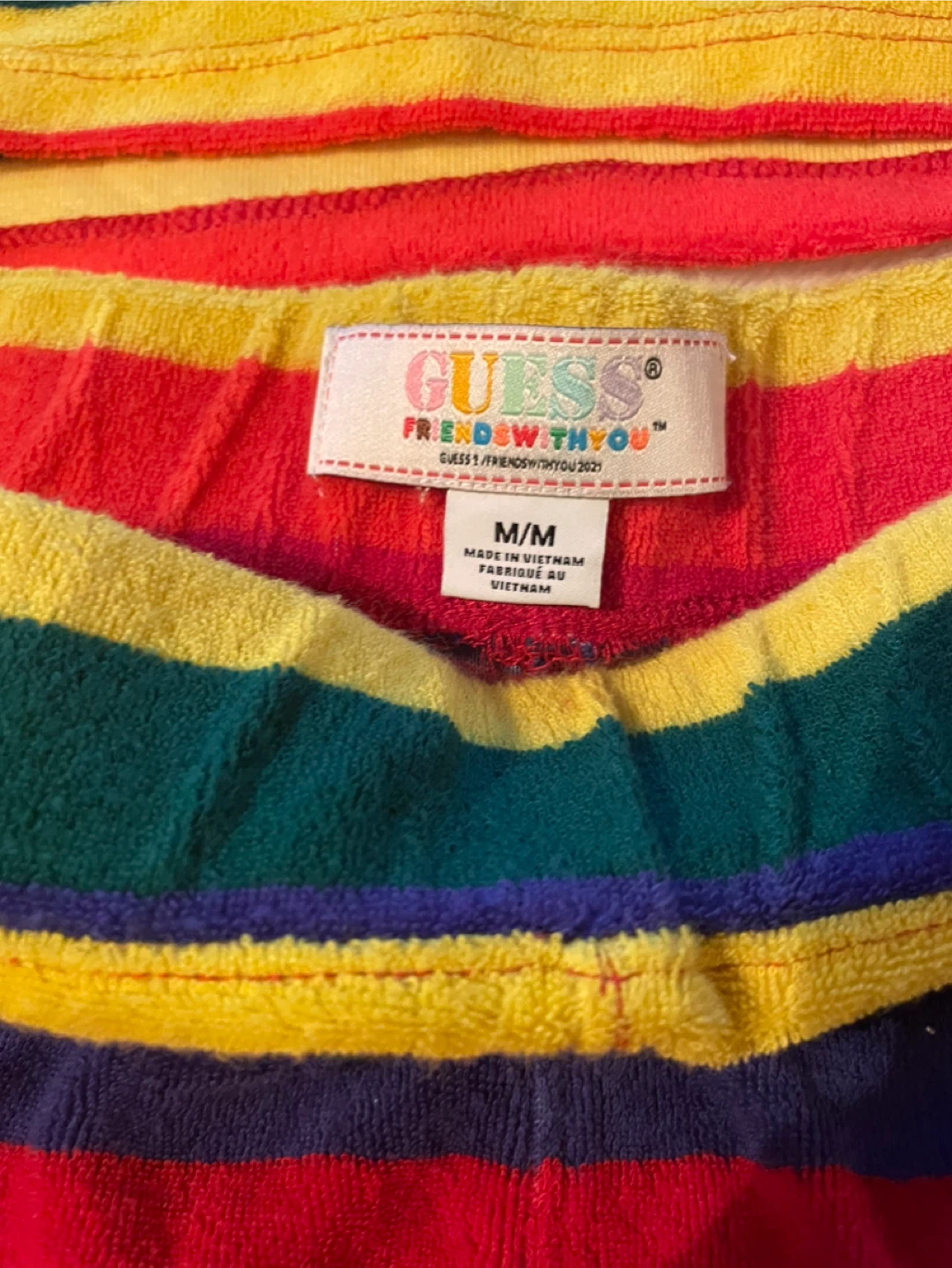 Guess x FriendsWithYou Rainbow Terry Polo & Shorts Set - M - photo 3