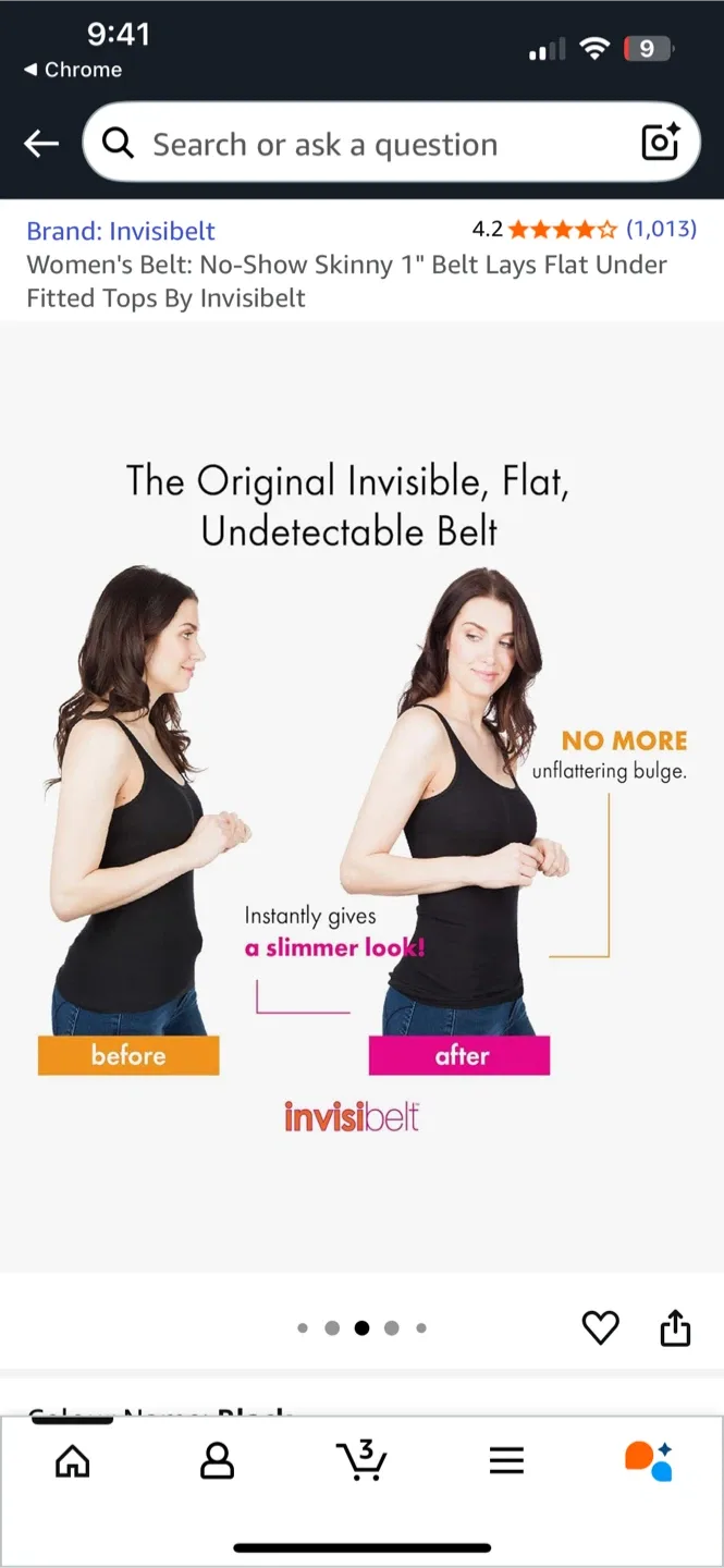 Invisibelt No-Show Skinny Belt - Black image indicator(4)