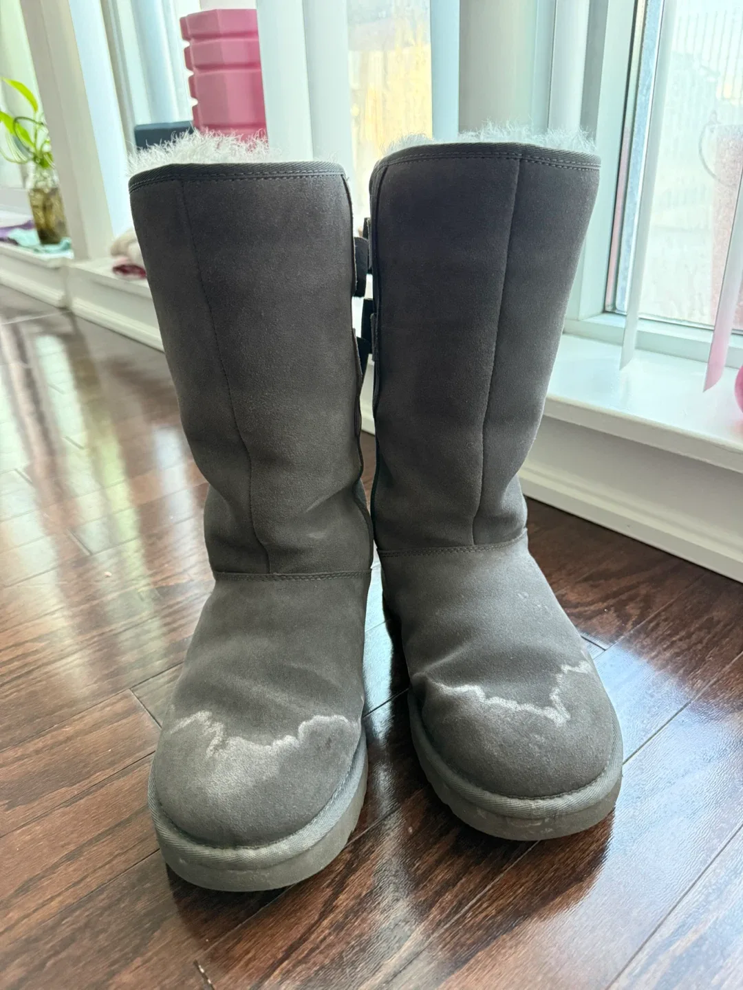 UGG Gray Boots with Bows - Size 7 thumbnail