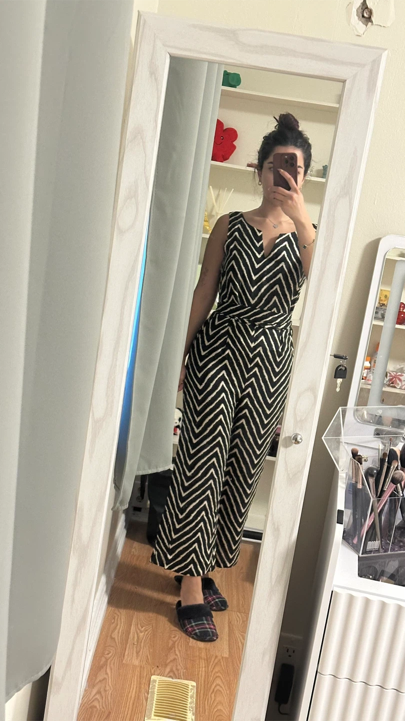 Chevron Print Sleeveless Jumpsuit