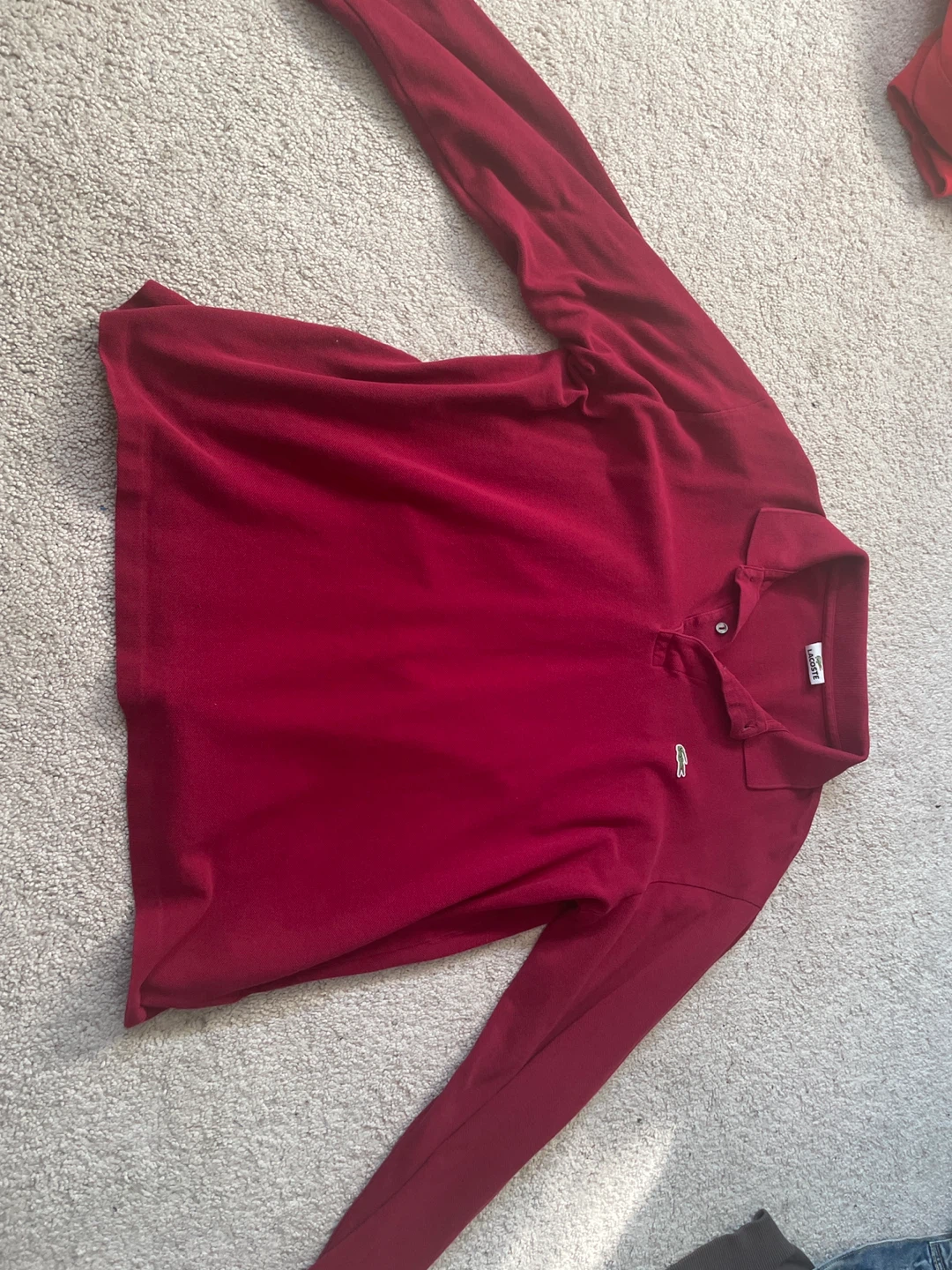 Maroon lacoste polo ling sleeve