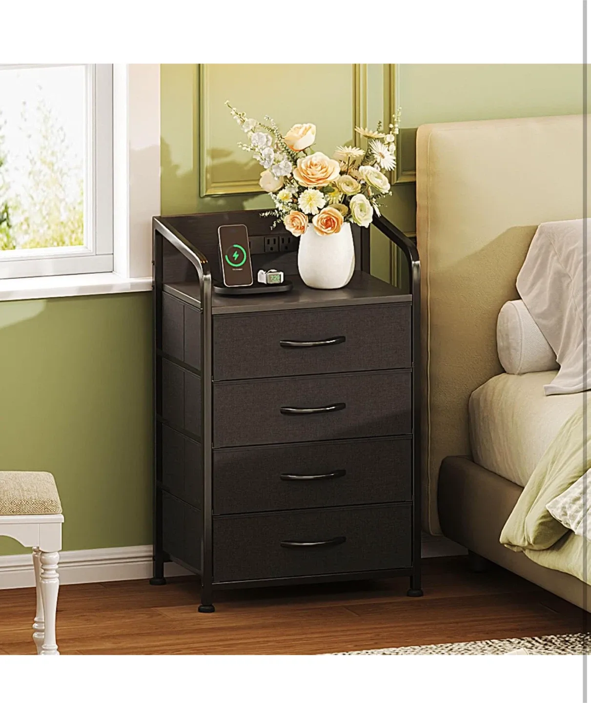 Nightstand with Charging Station & 4 Drawers image indicator(2)