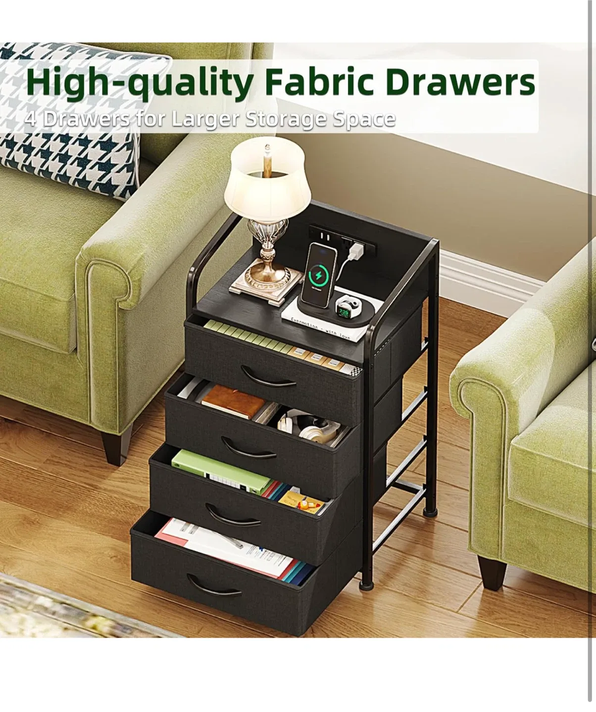 Nightstand with Charging Station & 4 Drawers image indicator(6)