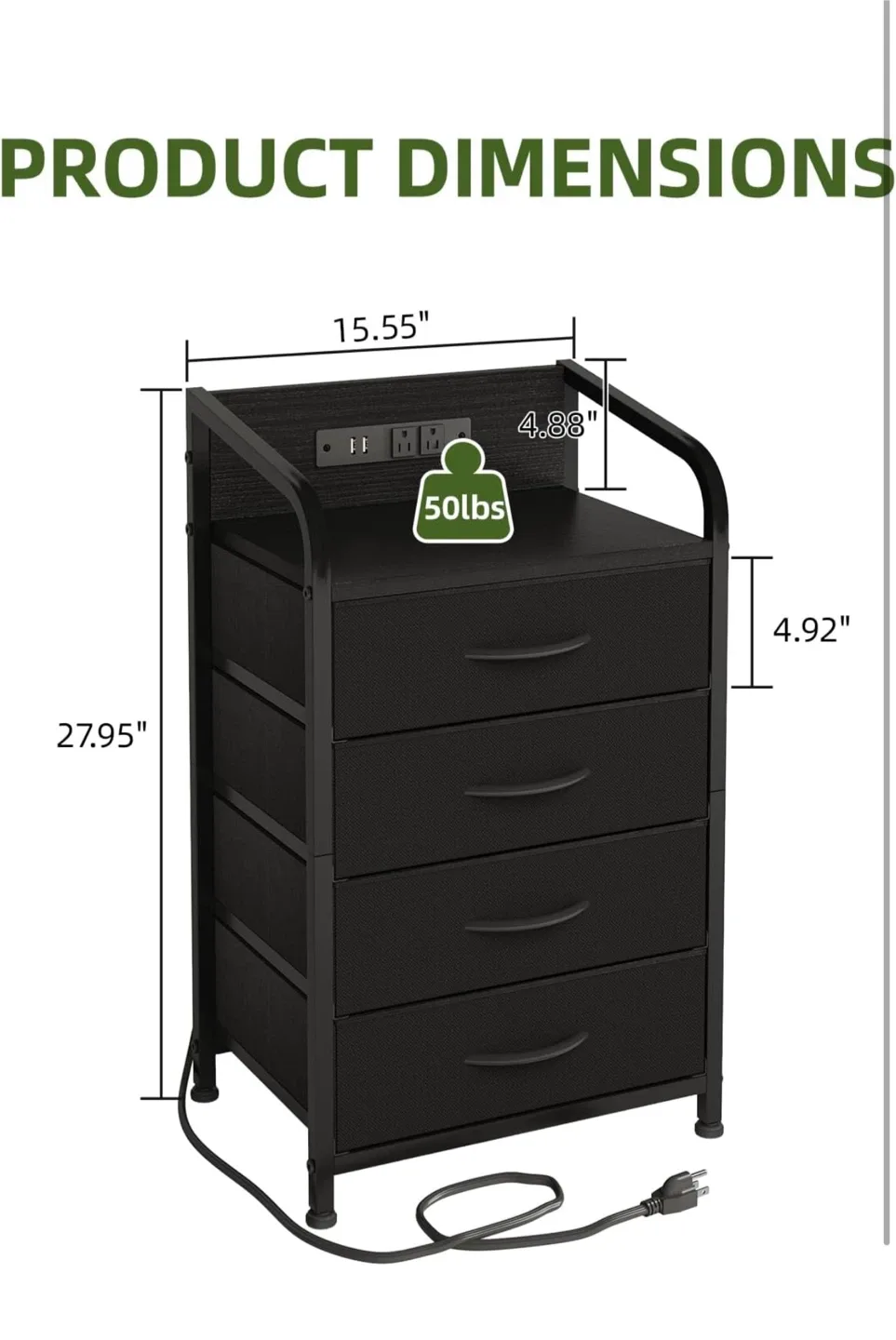 Nightstand with Charging Station & 4 Drawers image indicator(3)