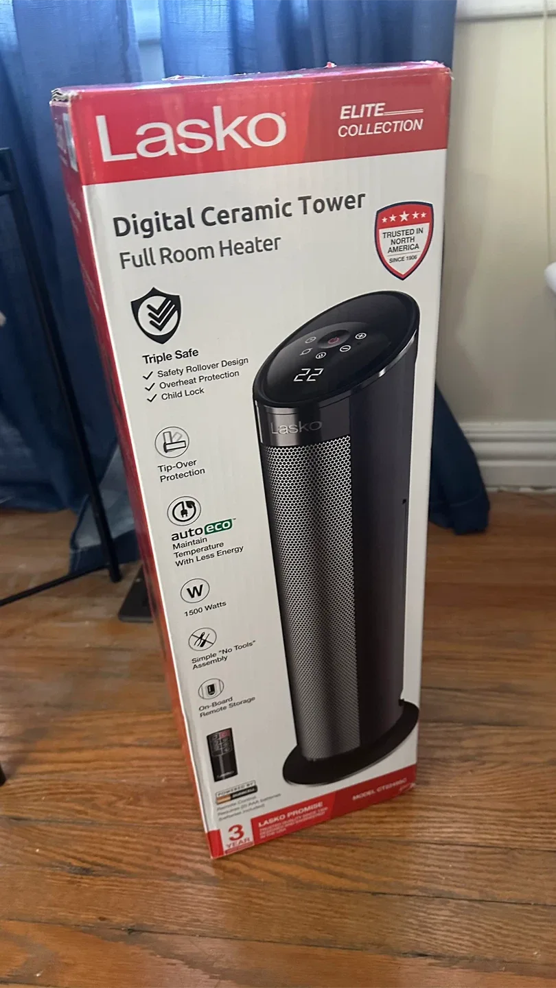 Lasko Digital Ceramic Tower Heater - Like New! thumbnail