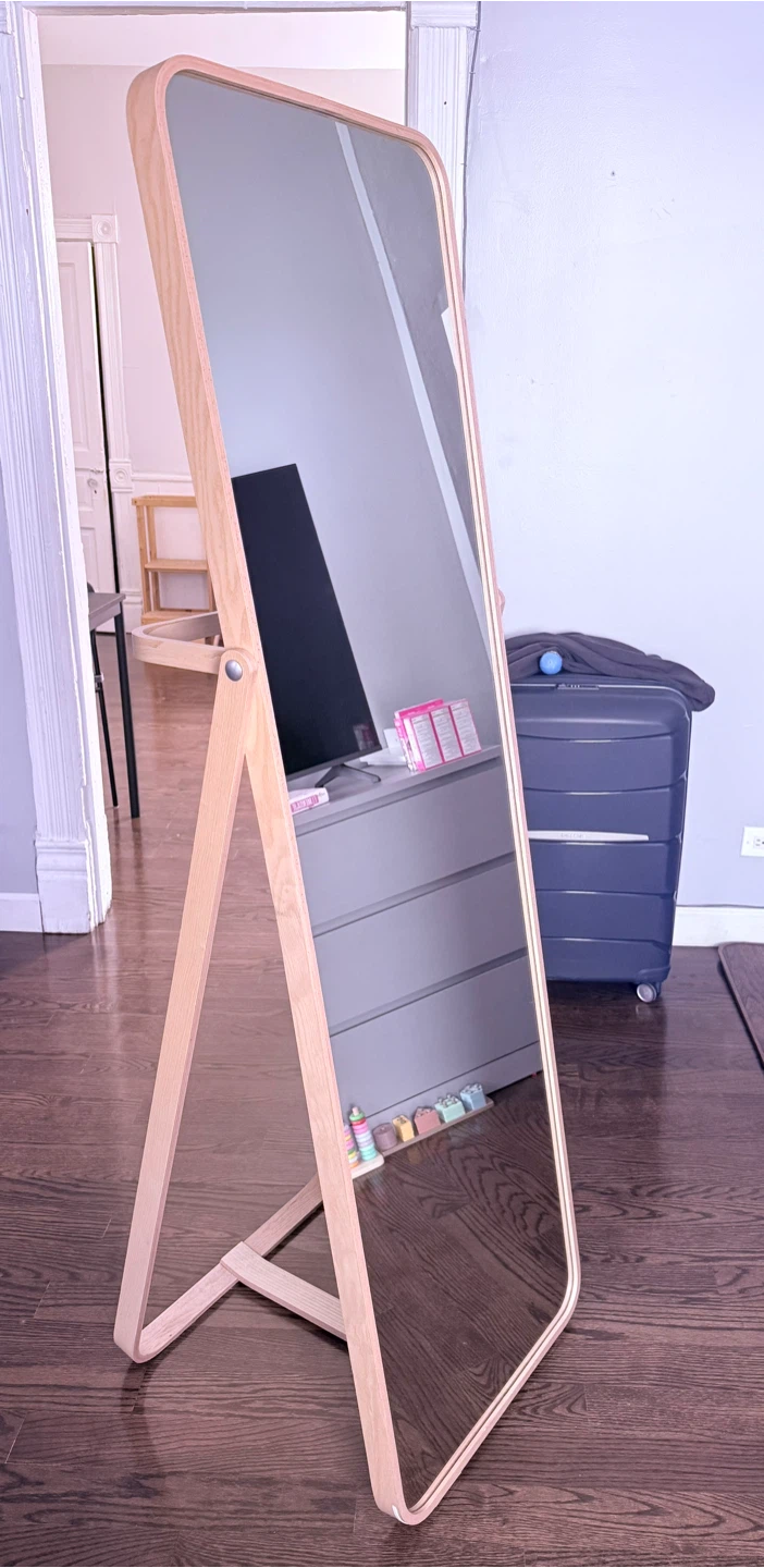 Standing Mirror with Wooden Frame