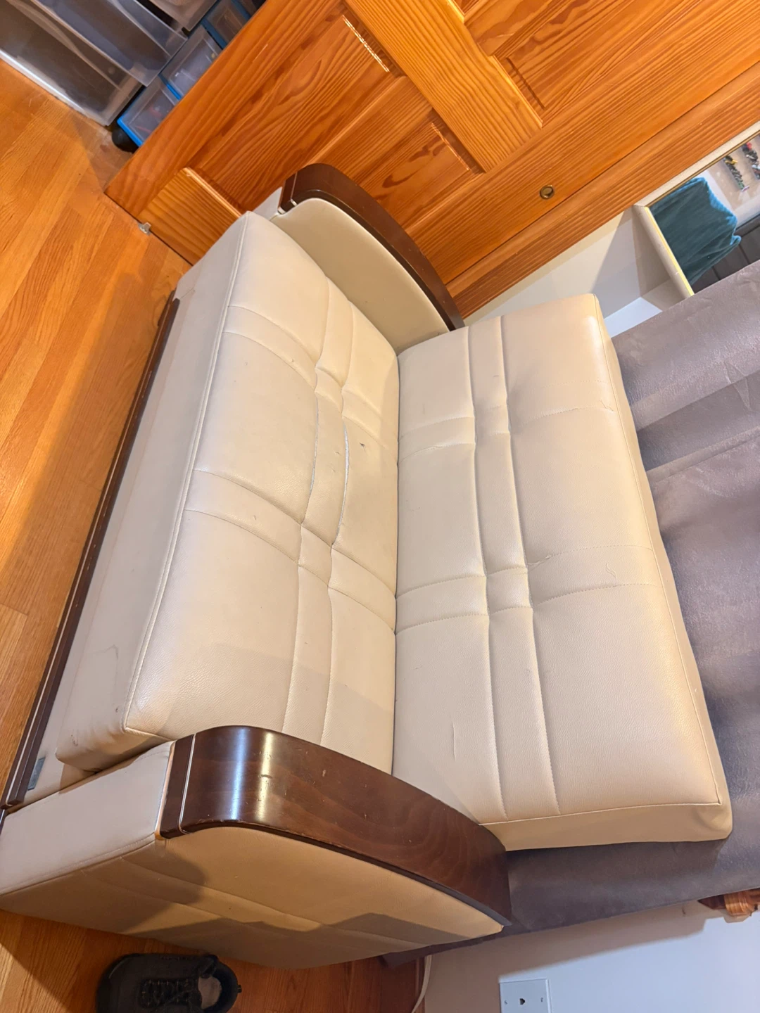 Cream-Colored Loveseat Sofa cama - photo 2