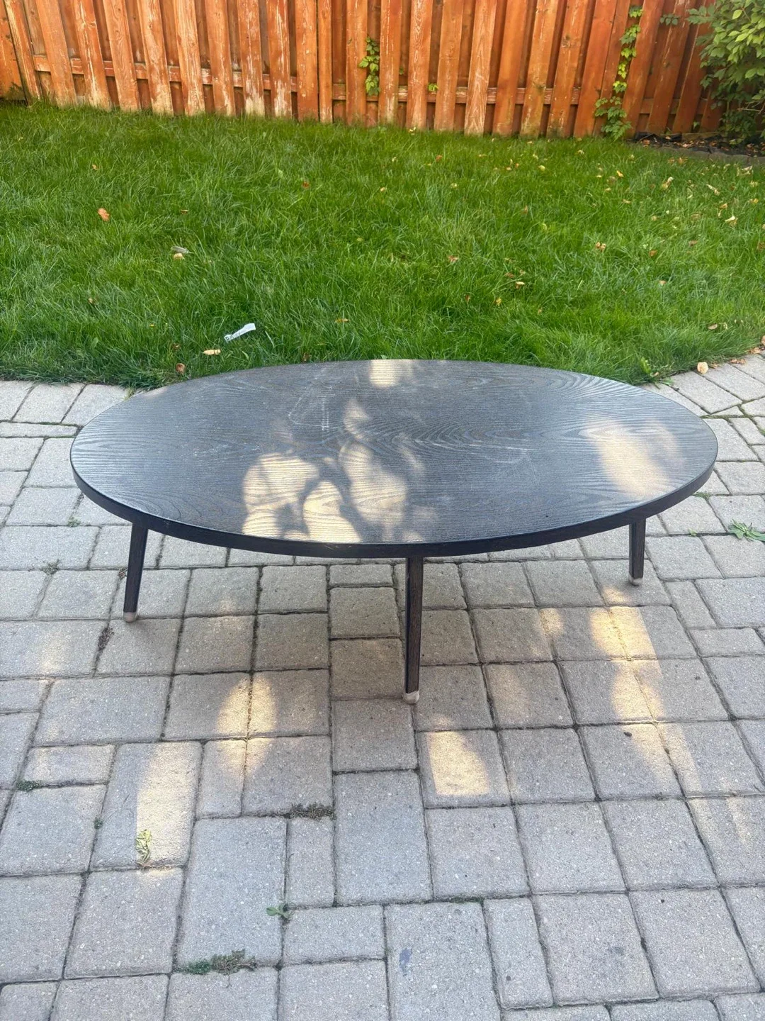 Round Black Wood Coffee Table-Waterproof image indicator(2)