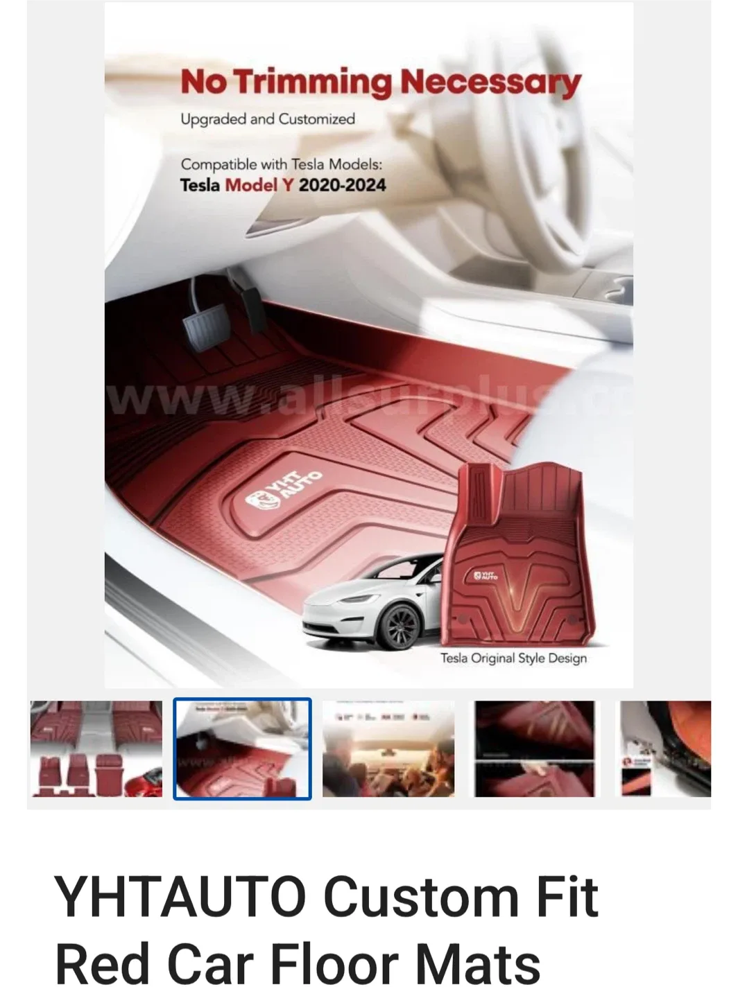 YHTAUTO Custom Fit Red Car Floor Mats for Tesla Model Y image indicator(2)