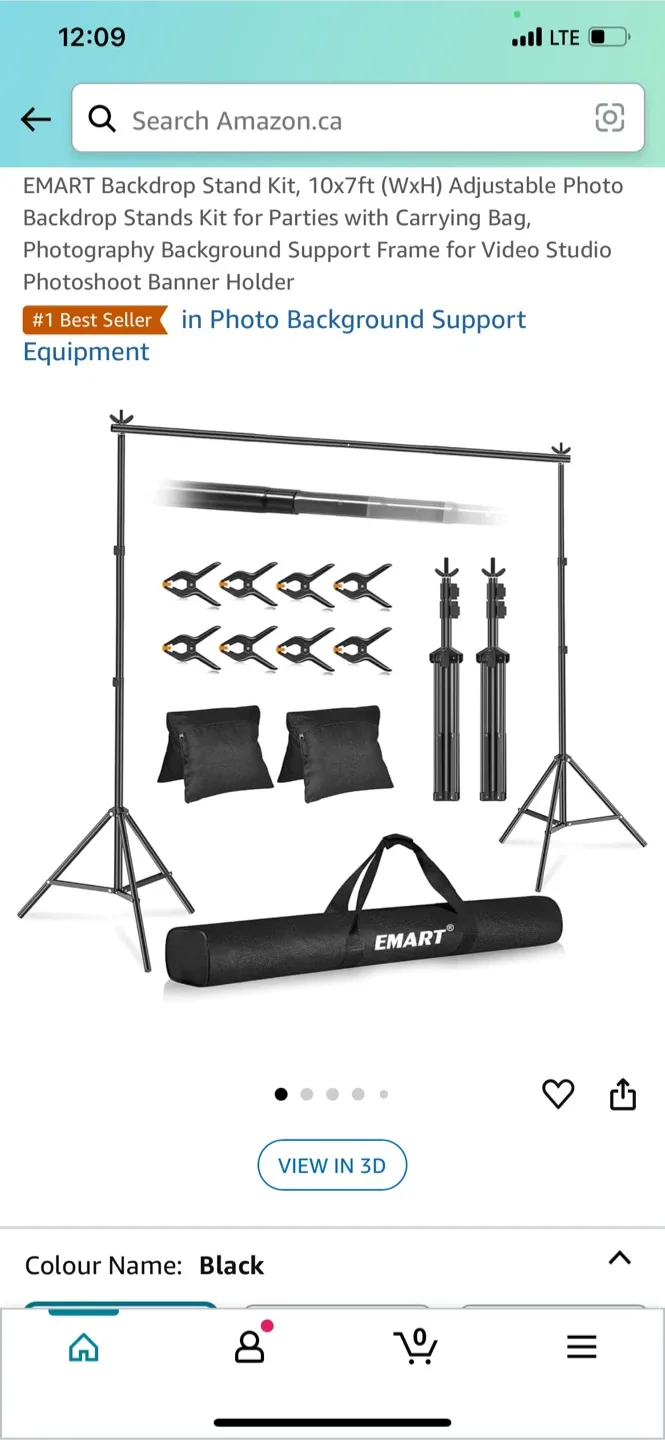EMART Backdrop Stand Kit 10x7ft Black thumbnail