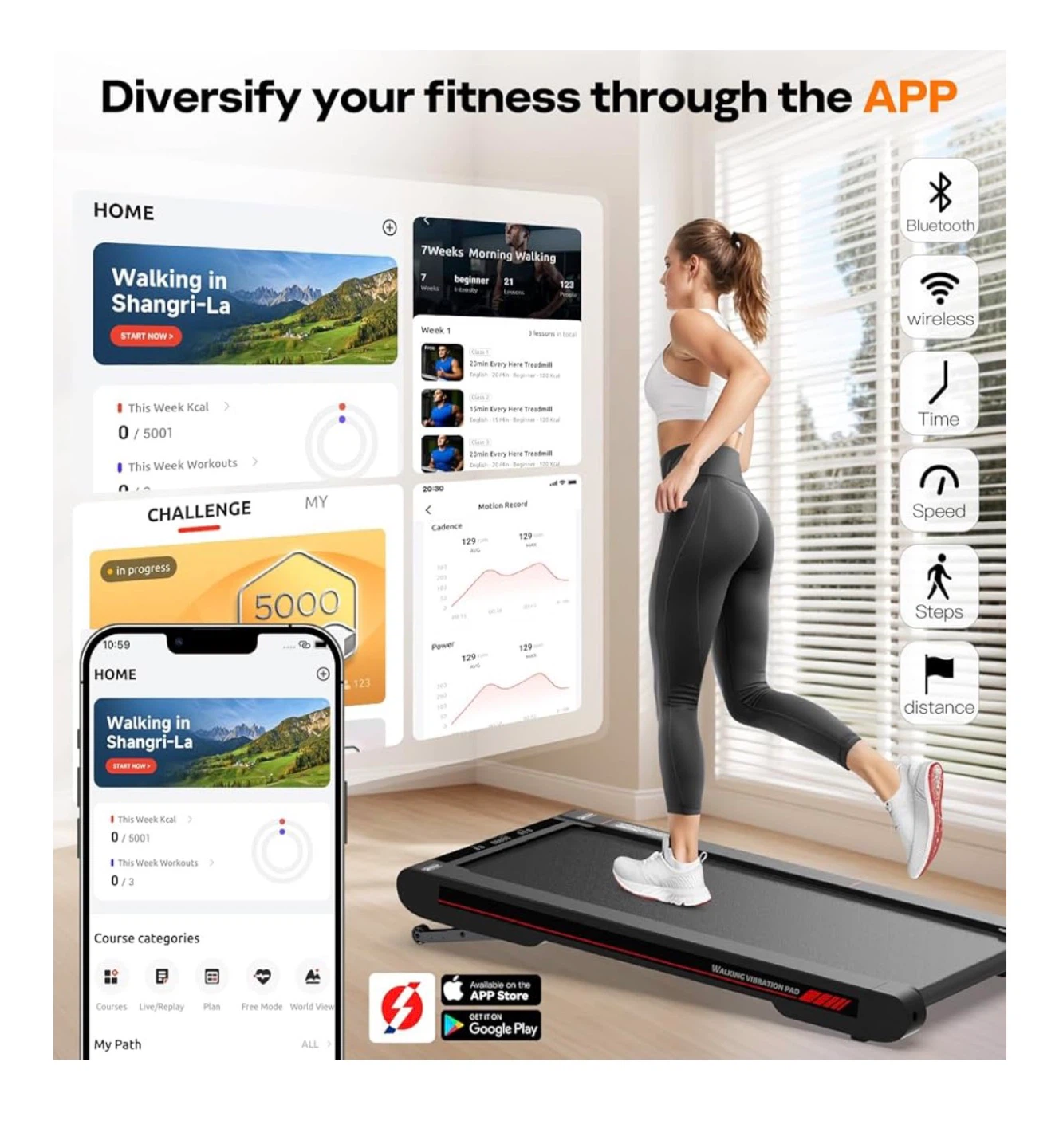 4 in 1 Walking Vibration Pad Treadmill - photo 2