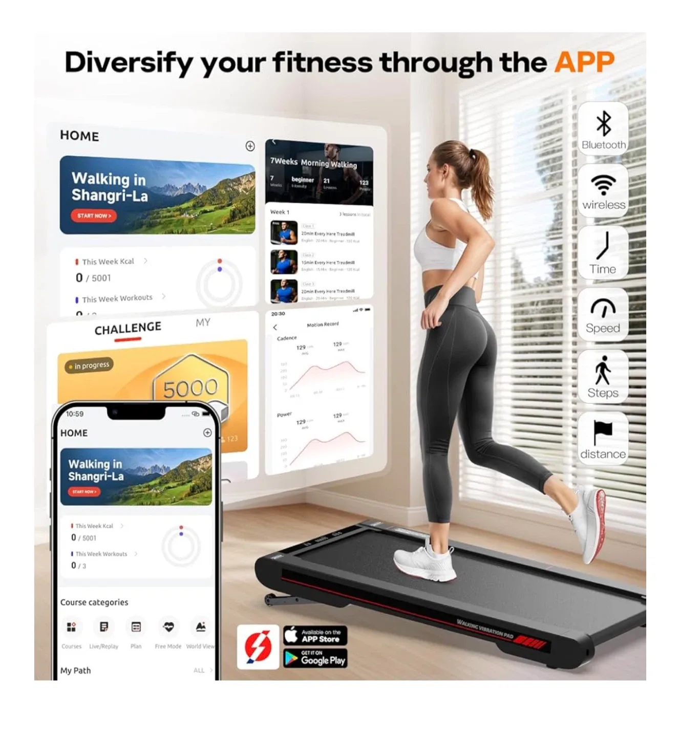 4 in 1 Walking Vibration Pad Treadmill image indicator(2)