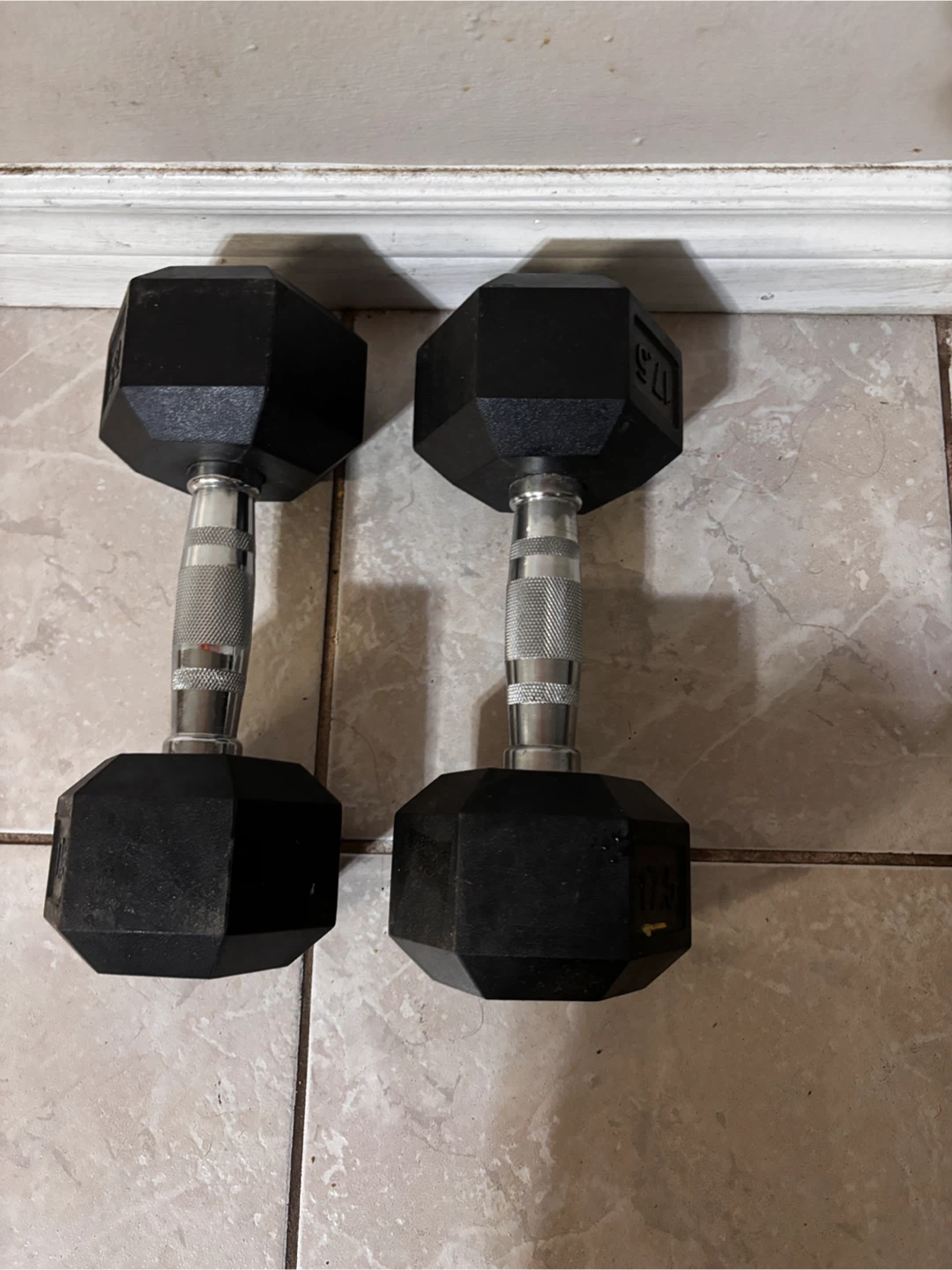 Pair of 17.5 lb Hex Dumbbells
