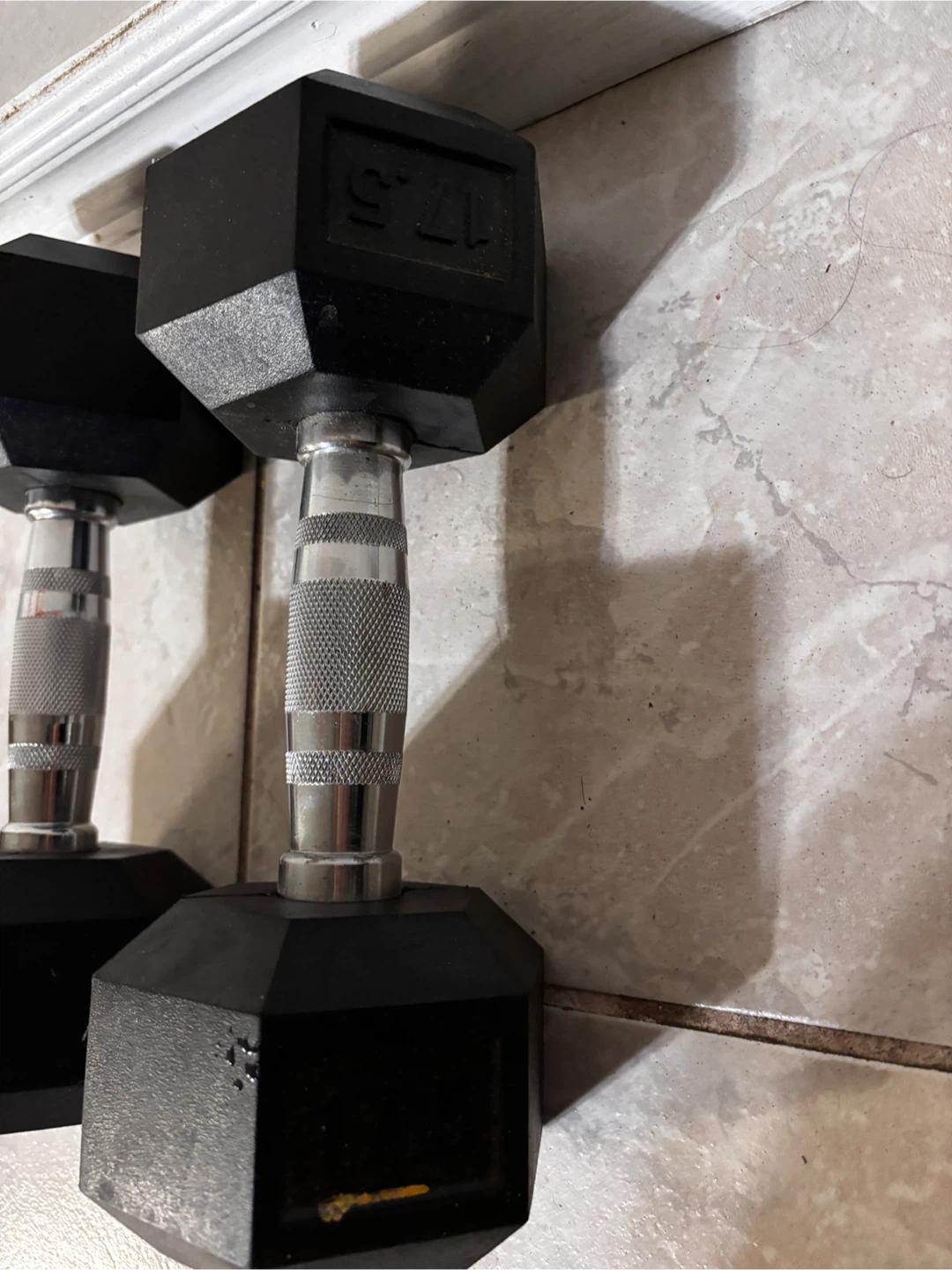 Pair of 17.5 lb Hex Dumbbells - photo 2