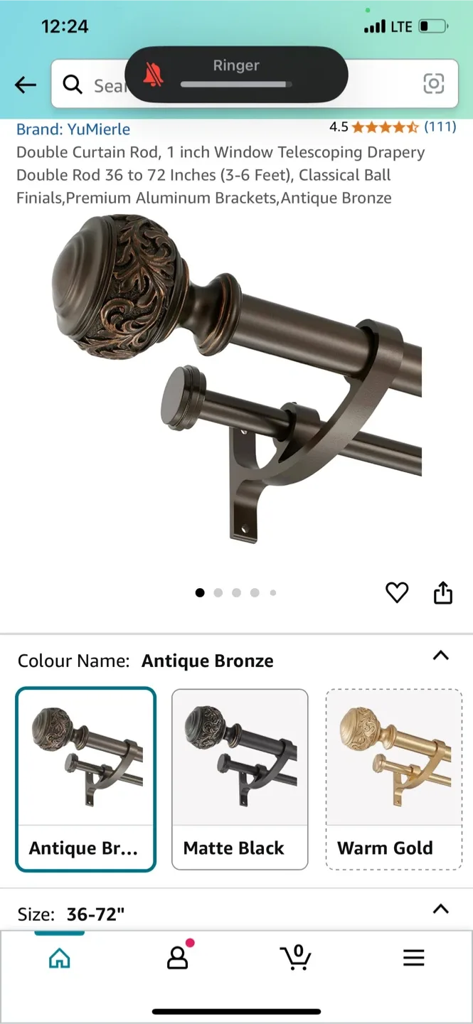 Curtain Rods: Lwiioom, YuMierle, Ivilion - Sizes Vary thumbnail