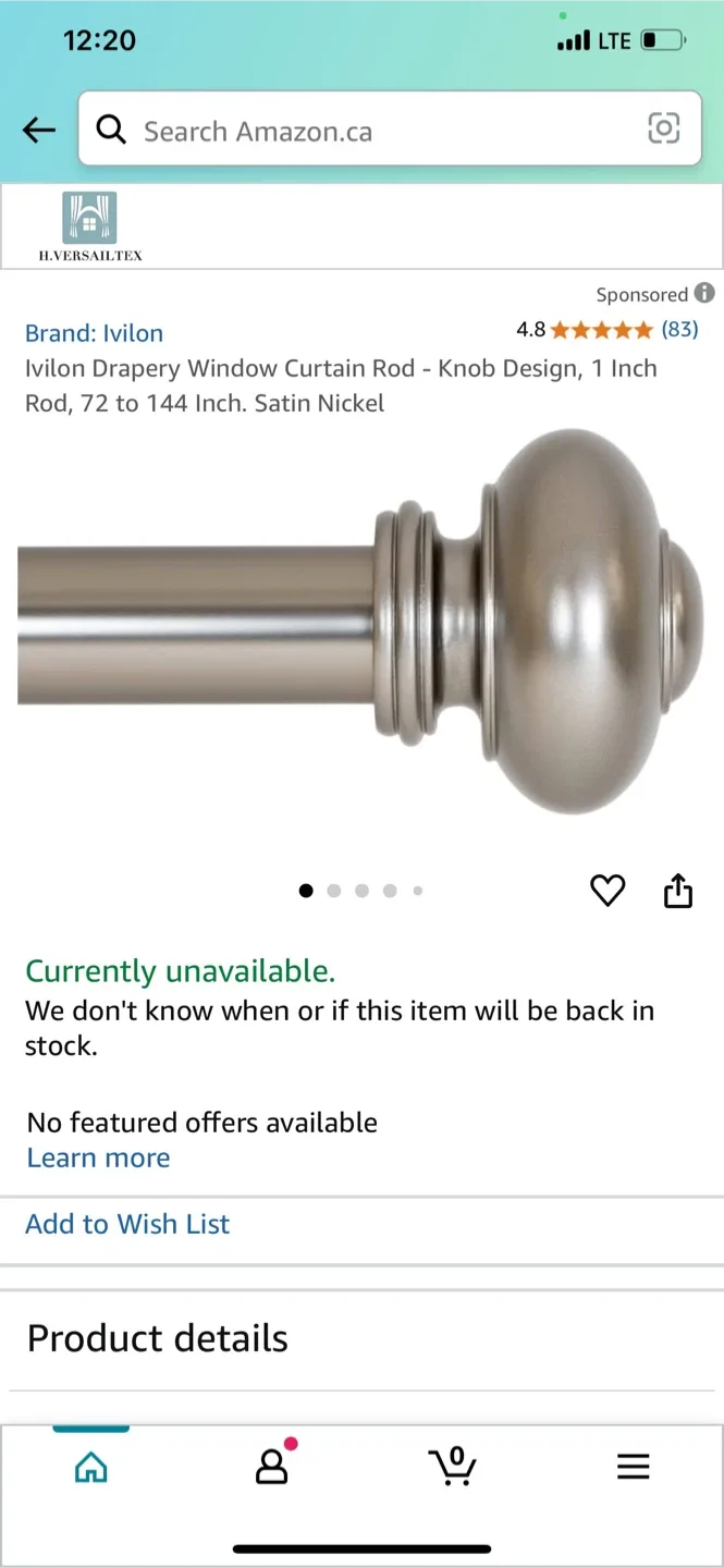 Curtain Rods: Lwiioom, YuMierle, Ivilion - Sizes Vary image indicator(2)