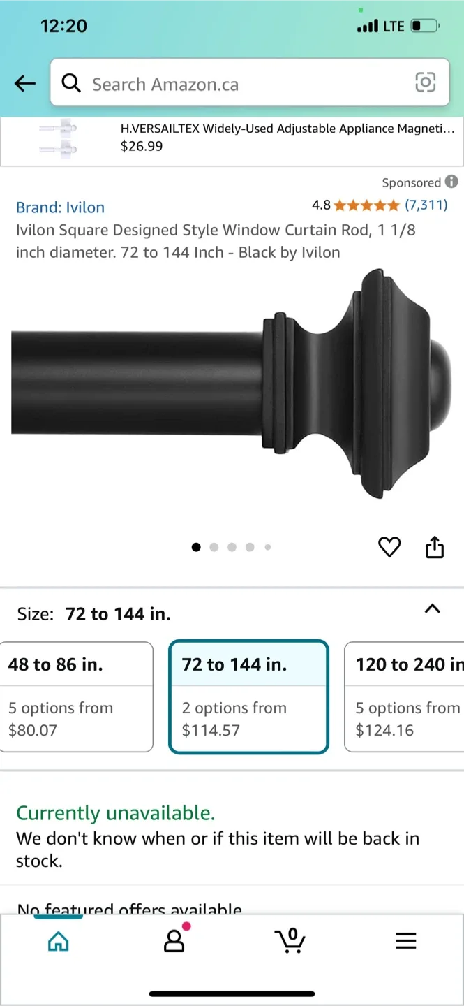 Curtain Rods: Lwiioom, YuMierle, Ivilion - Sizes Vary image indicator(3)