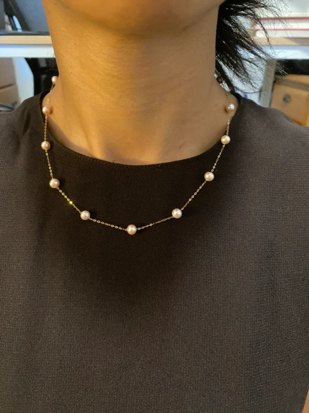 18K Gold Necklace with Freshwater Pearls thumbnail