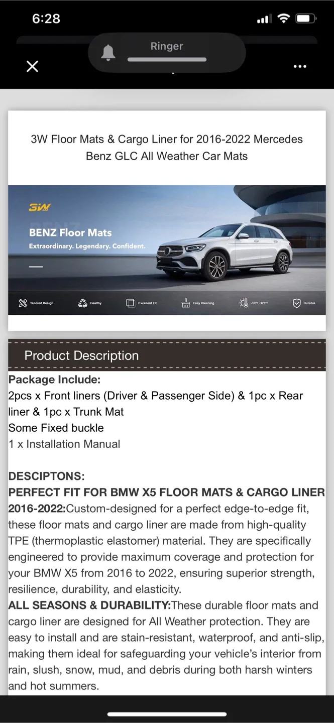 3W Car Mats & Cargo Liner for Mercedes Benz GLC image indicator(3)