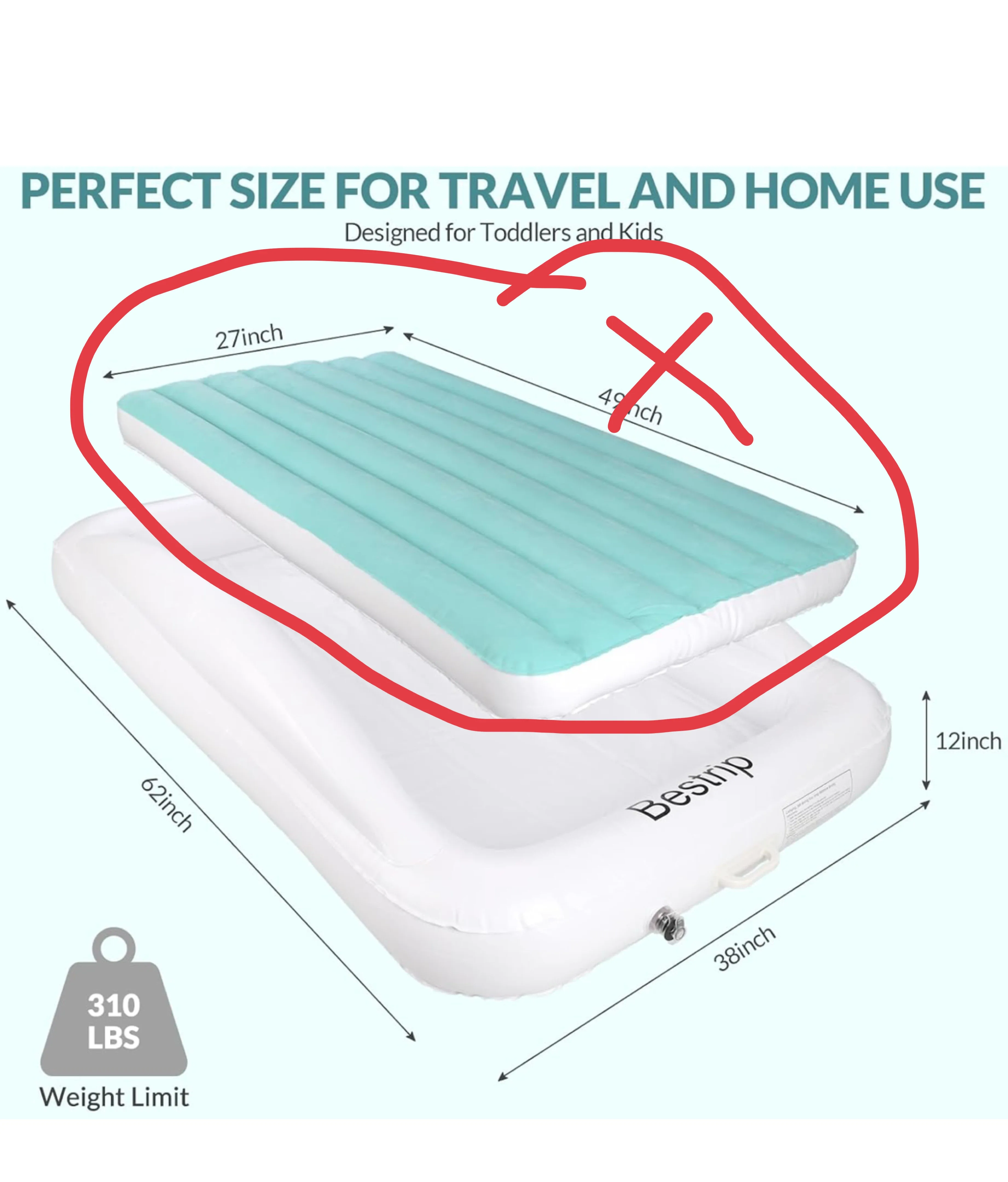 Bestrip Inflatable Toddler Travel Bed - White image indicator(2)
