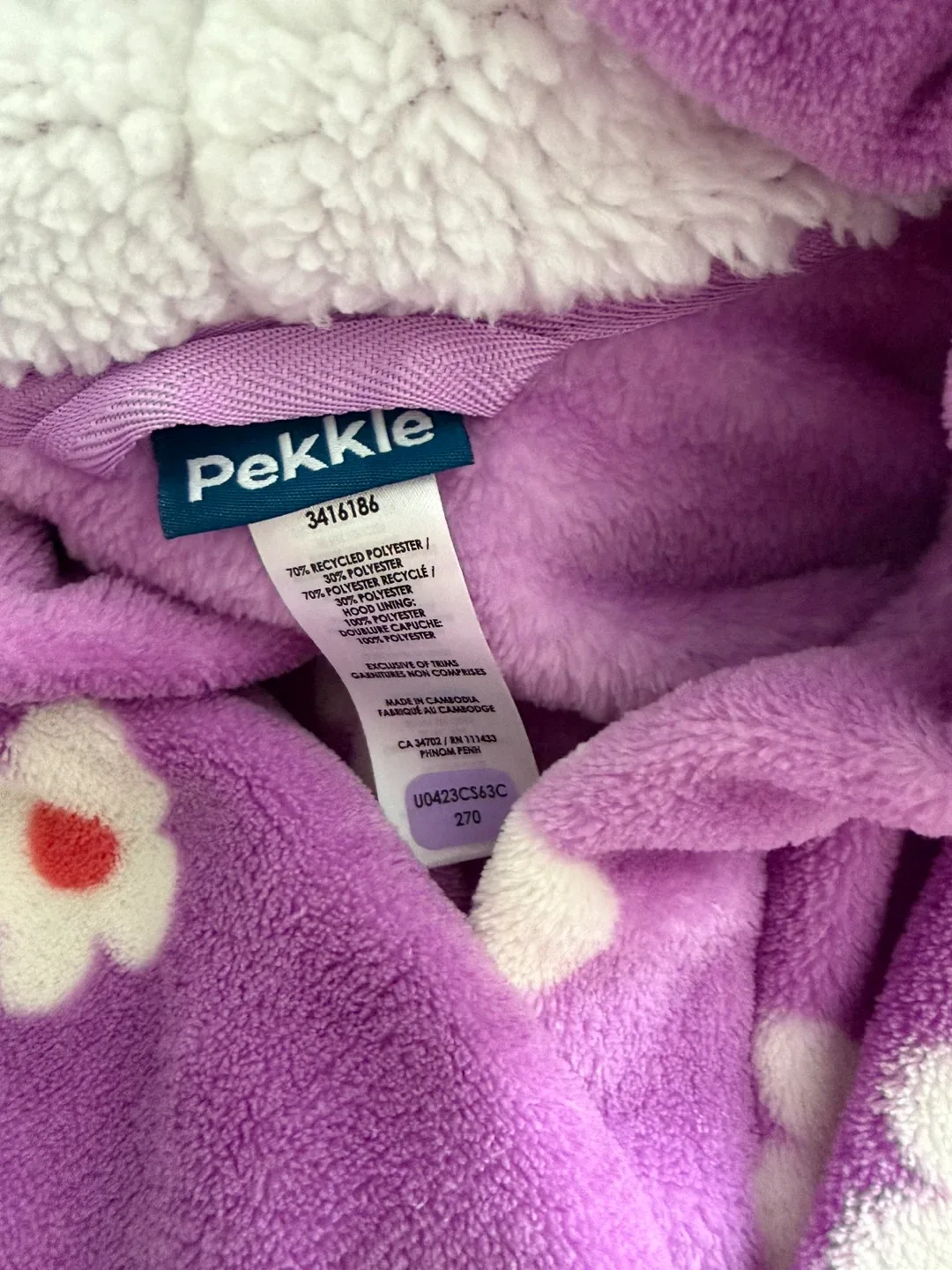 Pekkle Purple Floral Robe Size 7/8 image indicator(2)