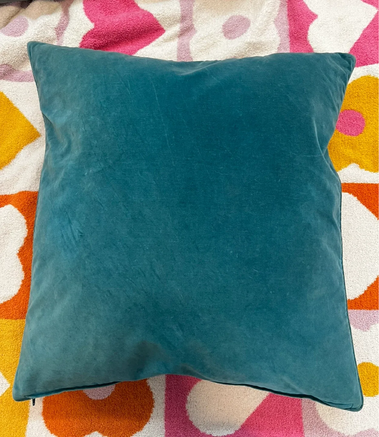 Teal Velvet Throw Pillow thumbnail