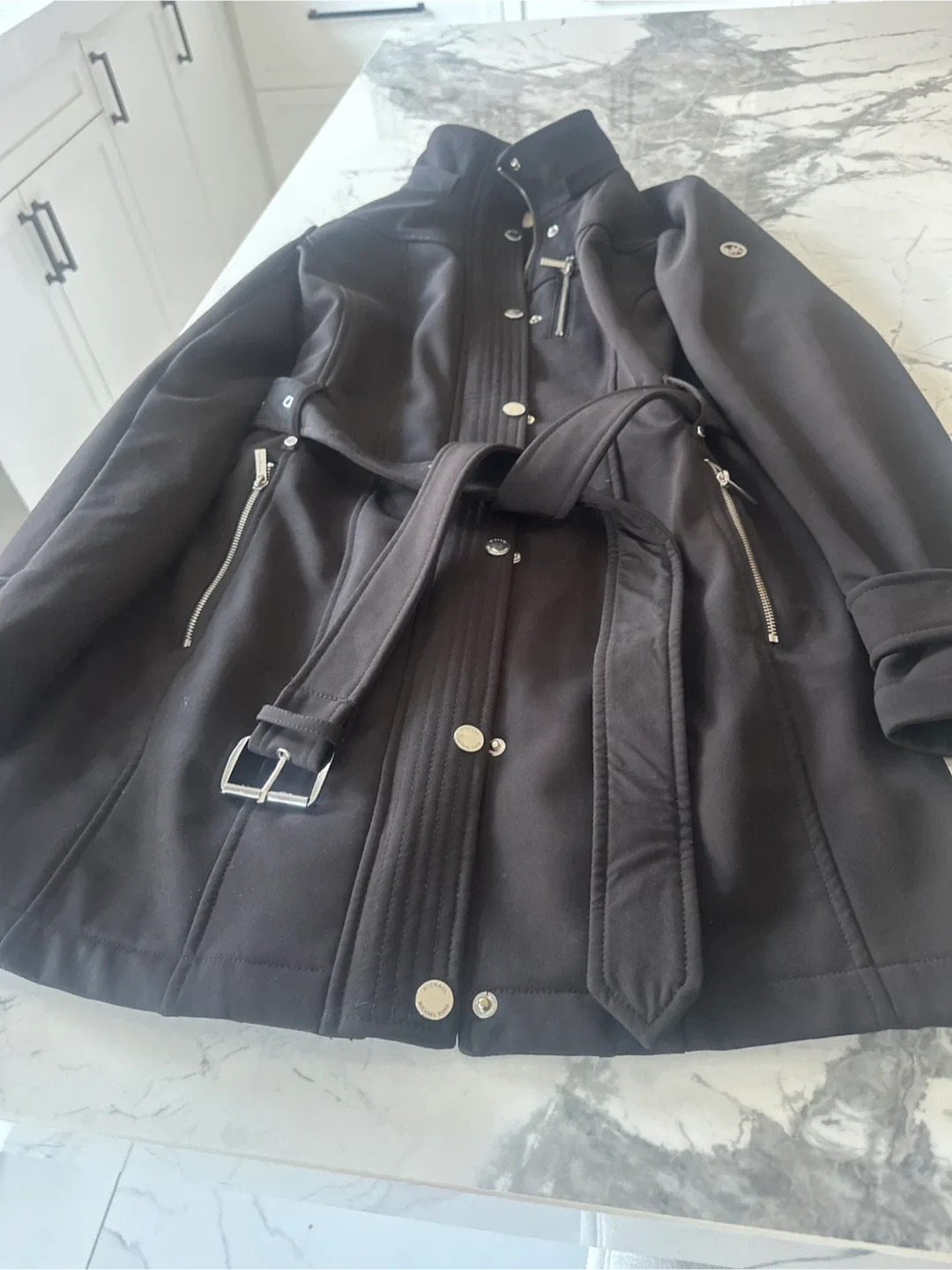 Michael Kors Black Belted Coat image indicator(4)