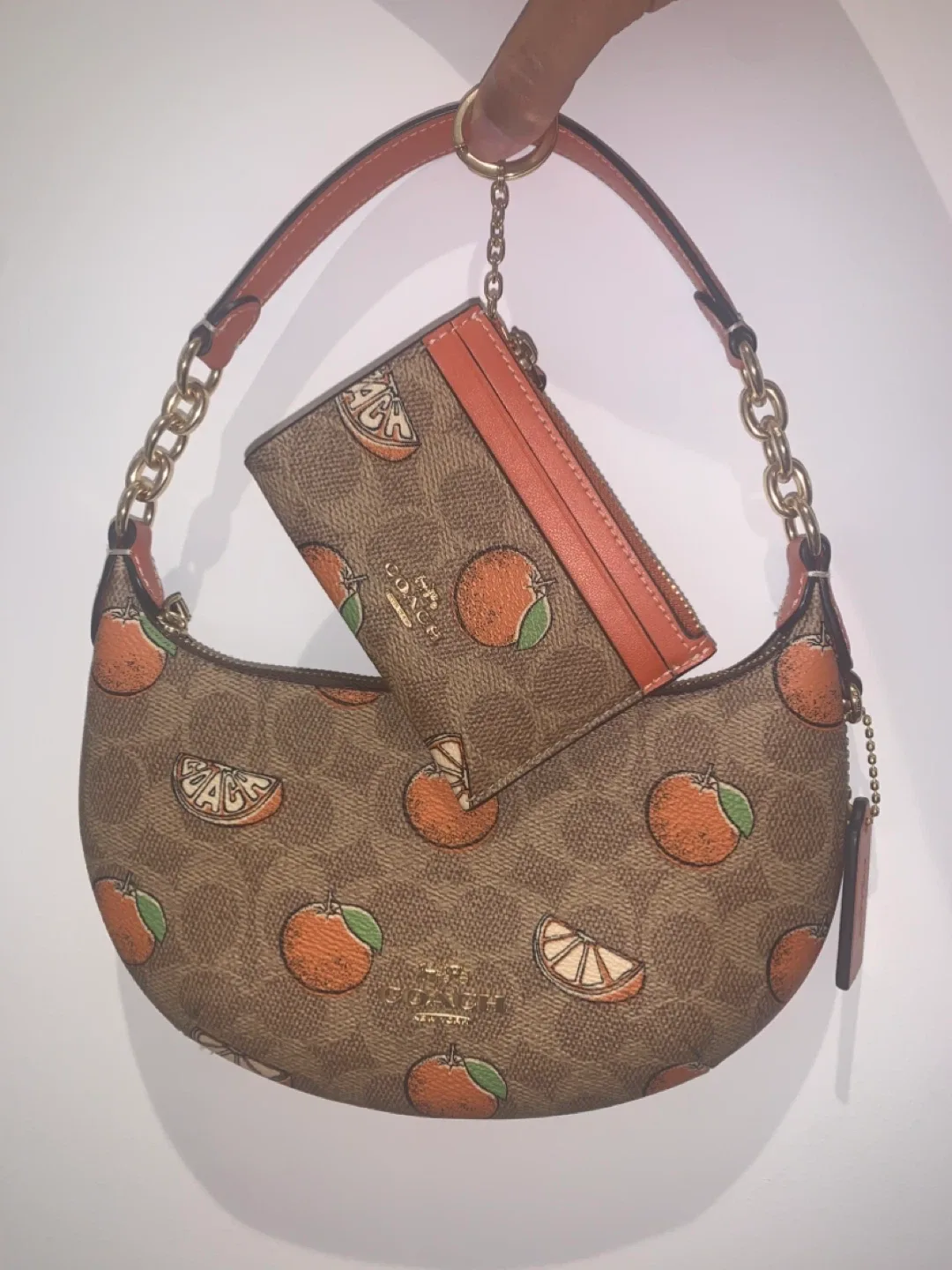 Coach Mini Payton Signature Orange Purse with Card Case image indicator(2)