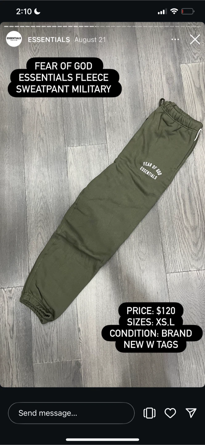 Fear of God Essentials Military Fleece Hoodie, Size M - photo 2