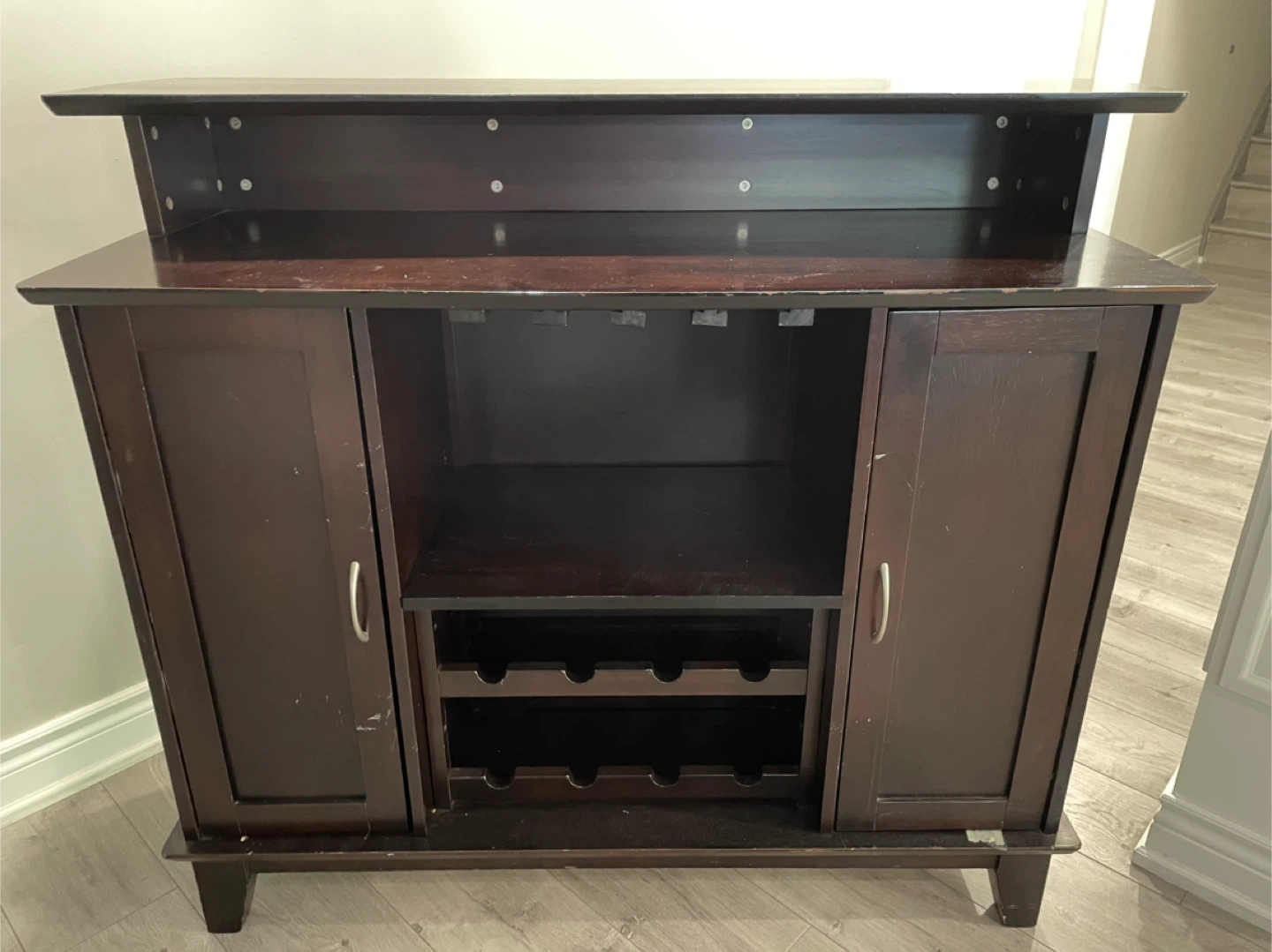 Dark Brown Bar Cabinet with Wine Rack - photo 2