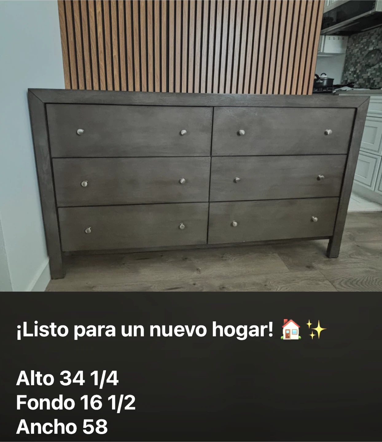 Gray Dresser - 6 Drawers - photo 2