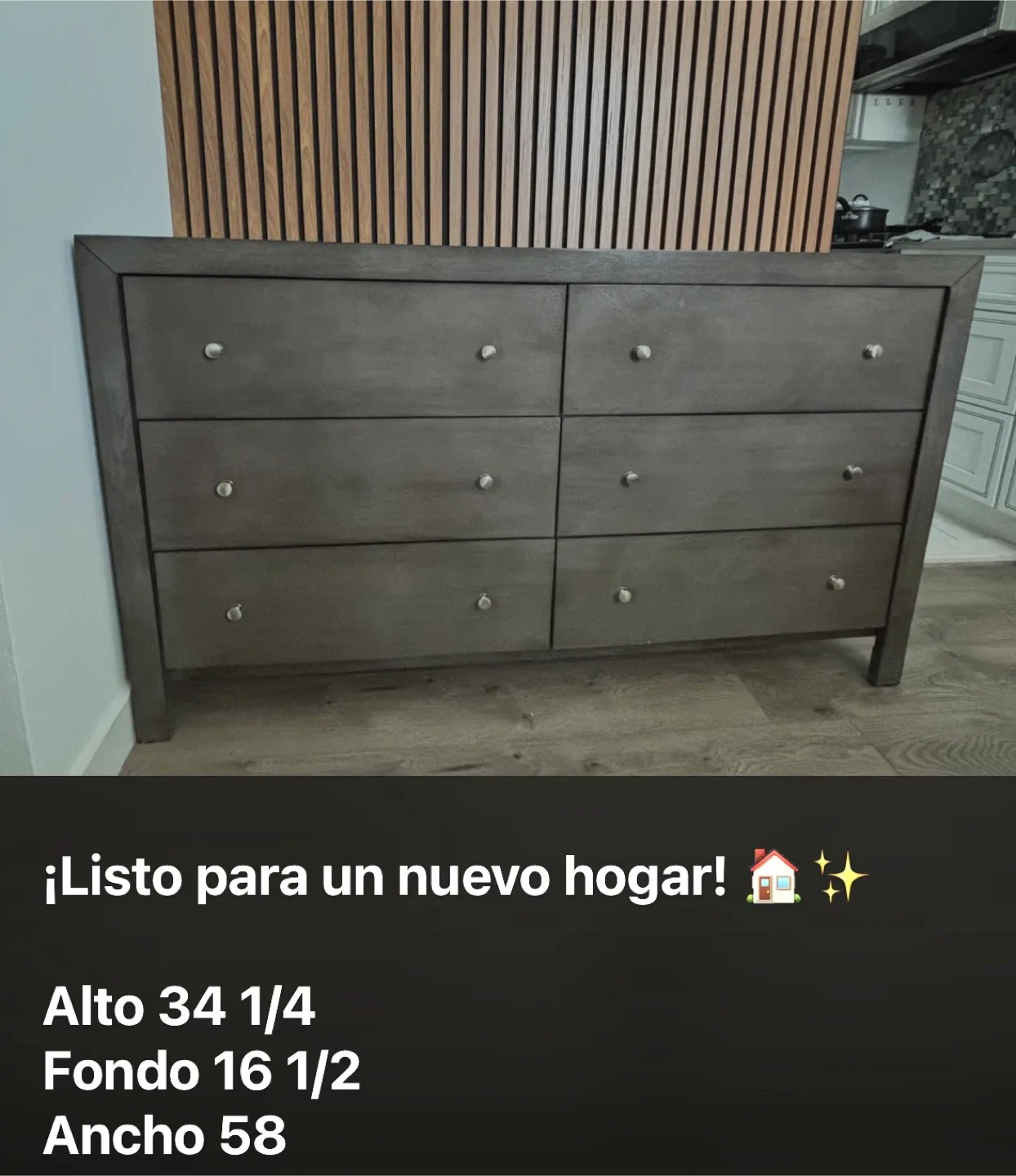 Gray Dresser - 6 Drawers image indicator(2)