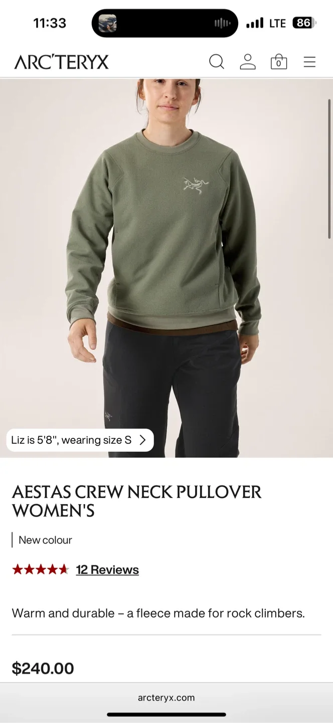 Arc'teryx Women's Fleece Crewneck - XL