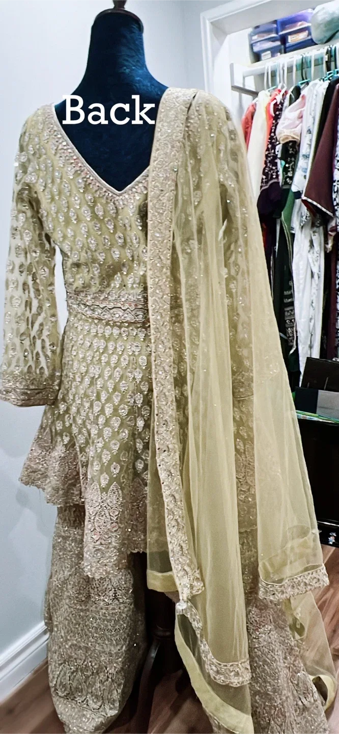 Olive Green Sharara with Heavy Embroidery image indicator(2)