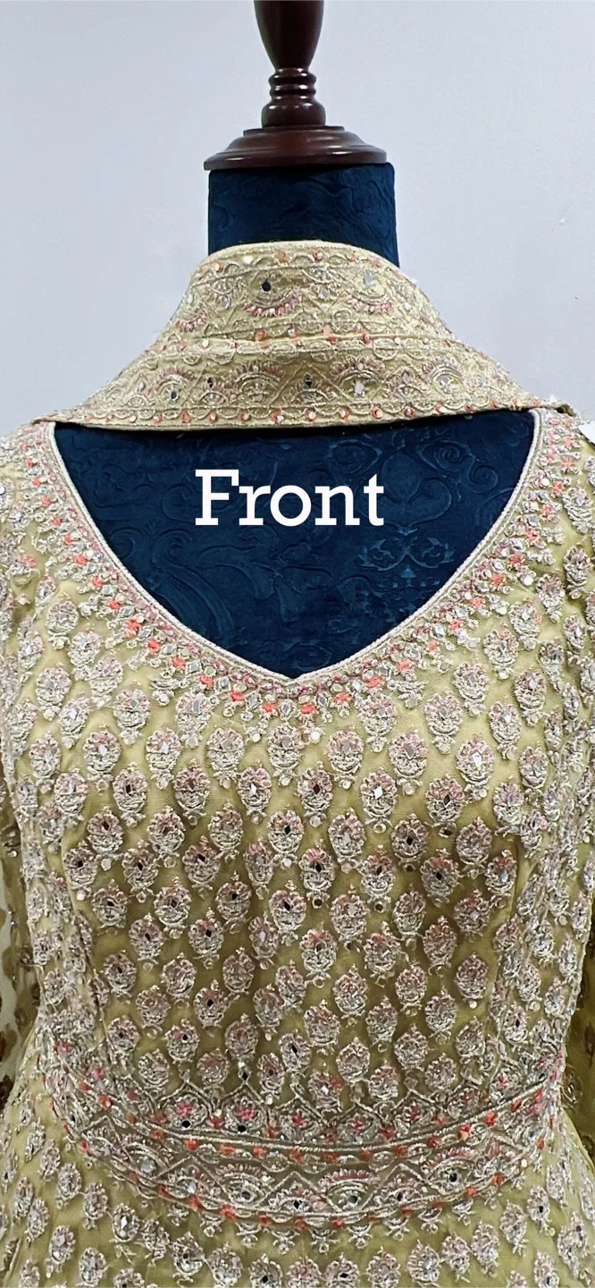 Olive Green Sharara with Heavy Embroidery image indicator(5)