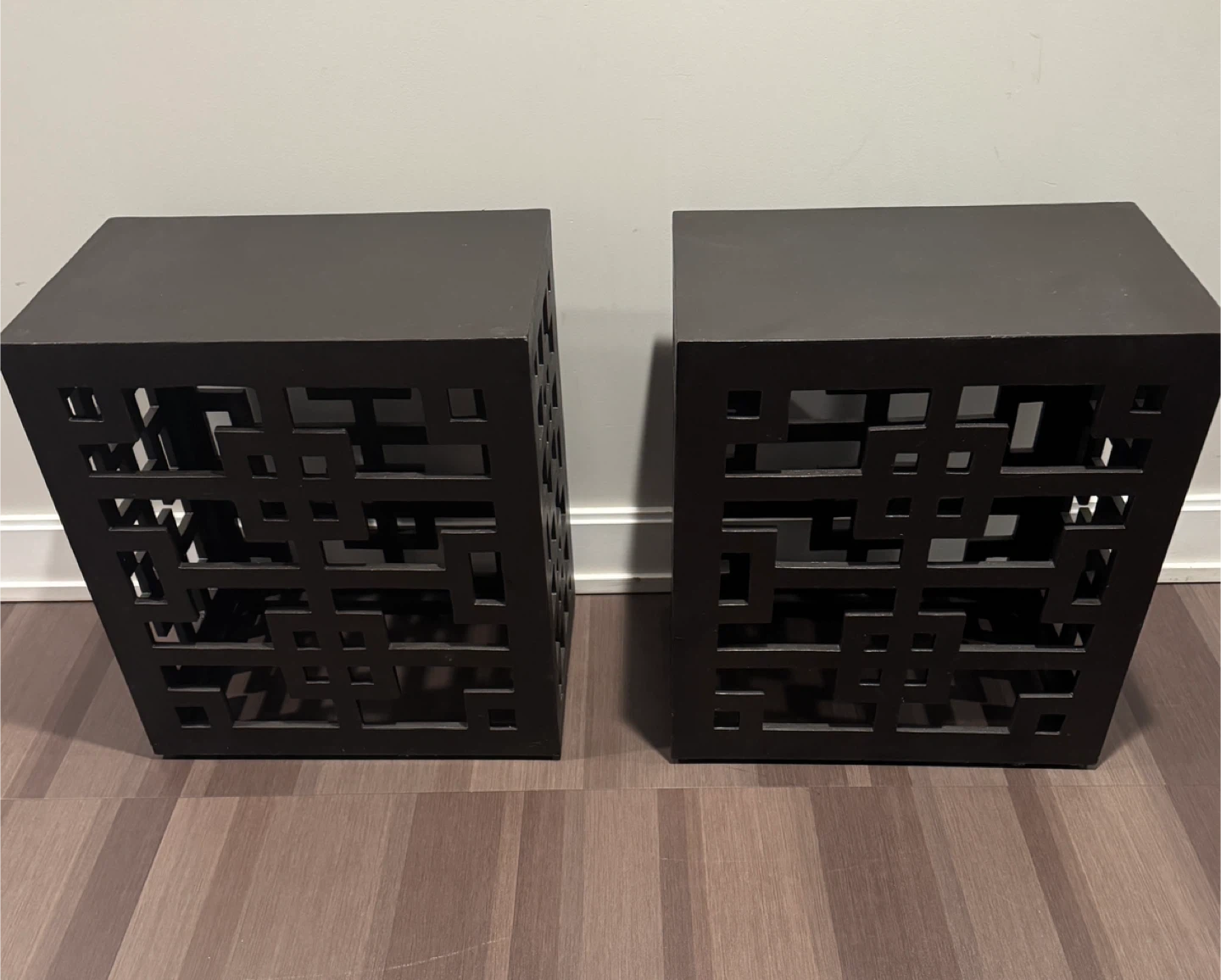 Pair of charcoal Openwork Side Tables - photo 2