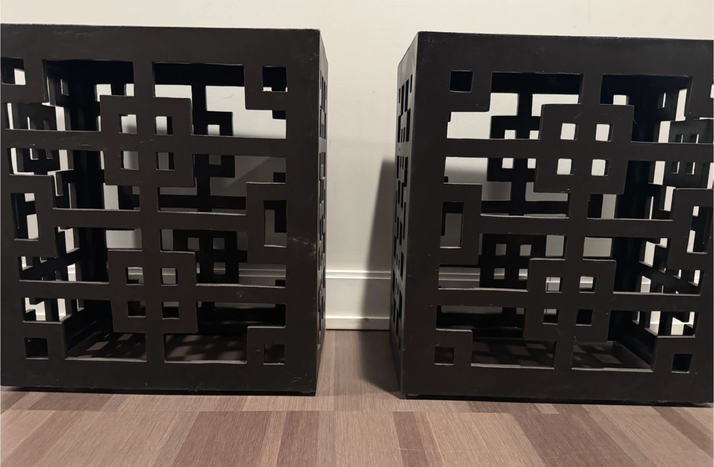 Pair of charcoal Openwork Side Tables
