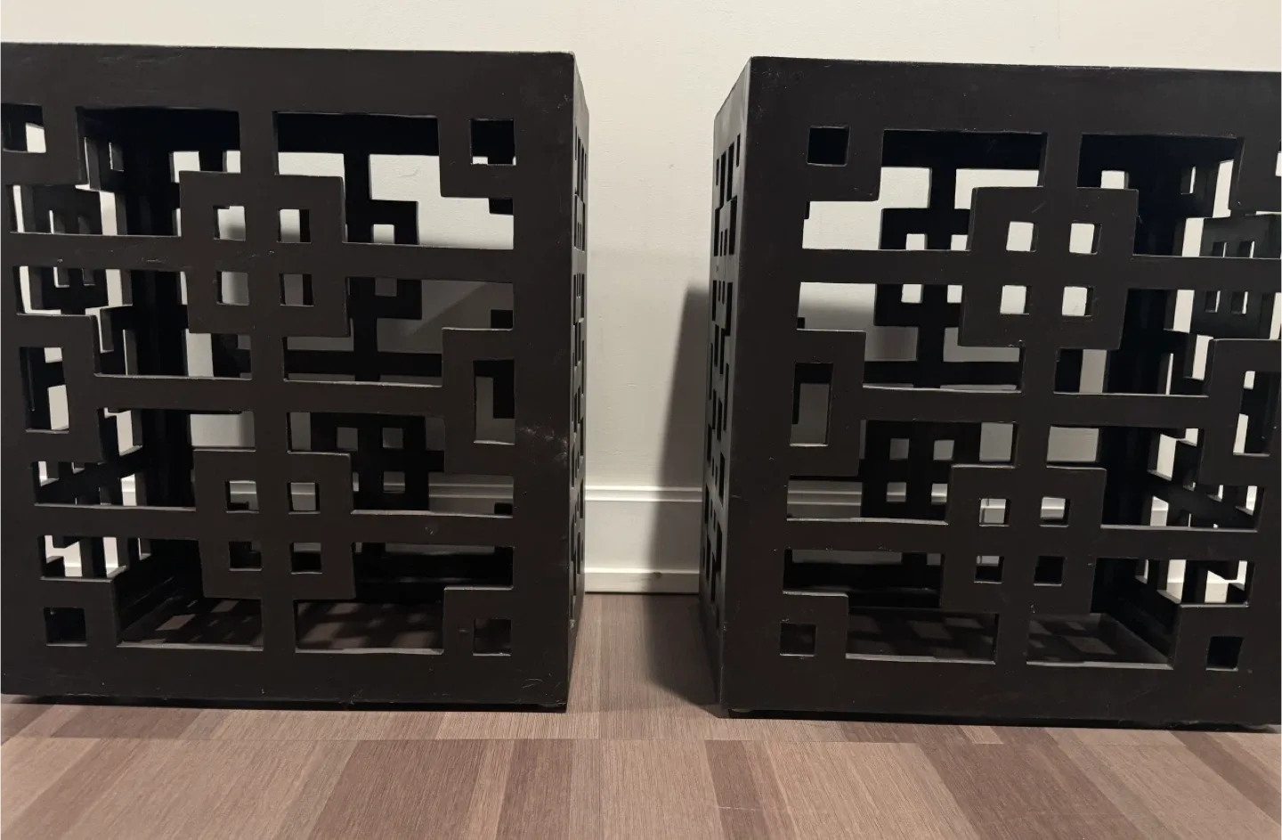 Pair of charcoal Openwork Side Tables thumbnail