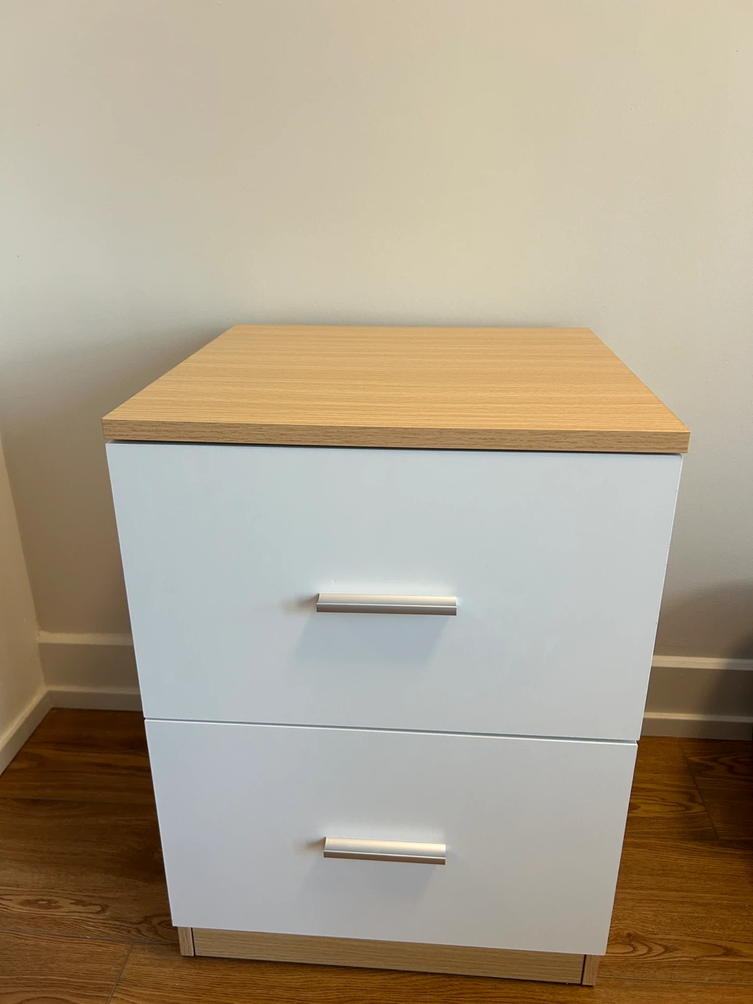 Nightstand  - White & Oak Two-Drawer