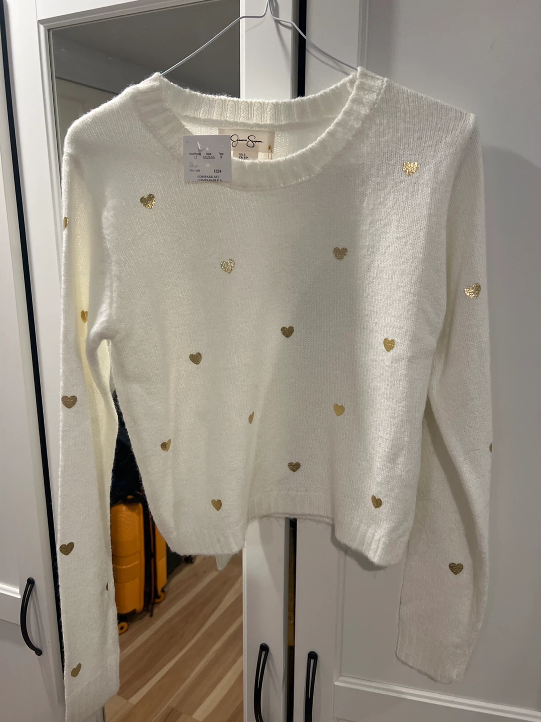 Jessica Simpson Cream Heart Sweater - Size S