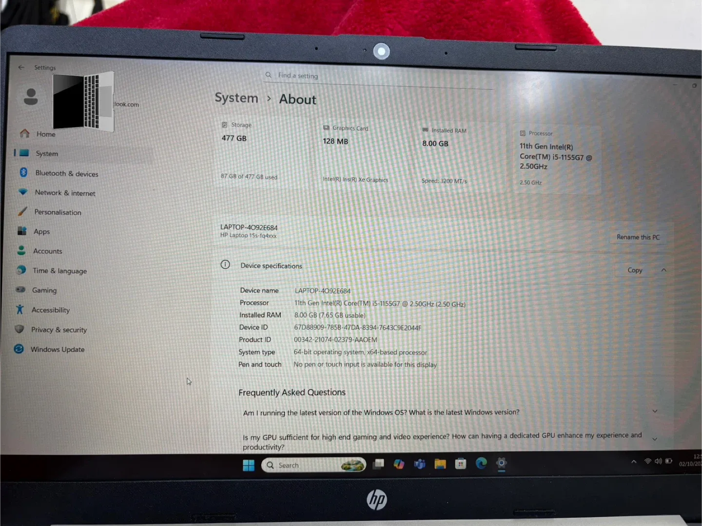 Used laptop for sale, Hp i5-11th gen. image indicator(3)