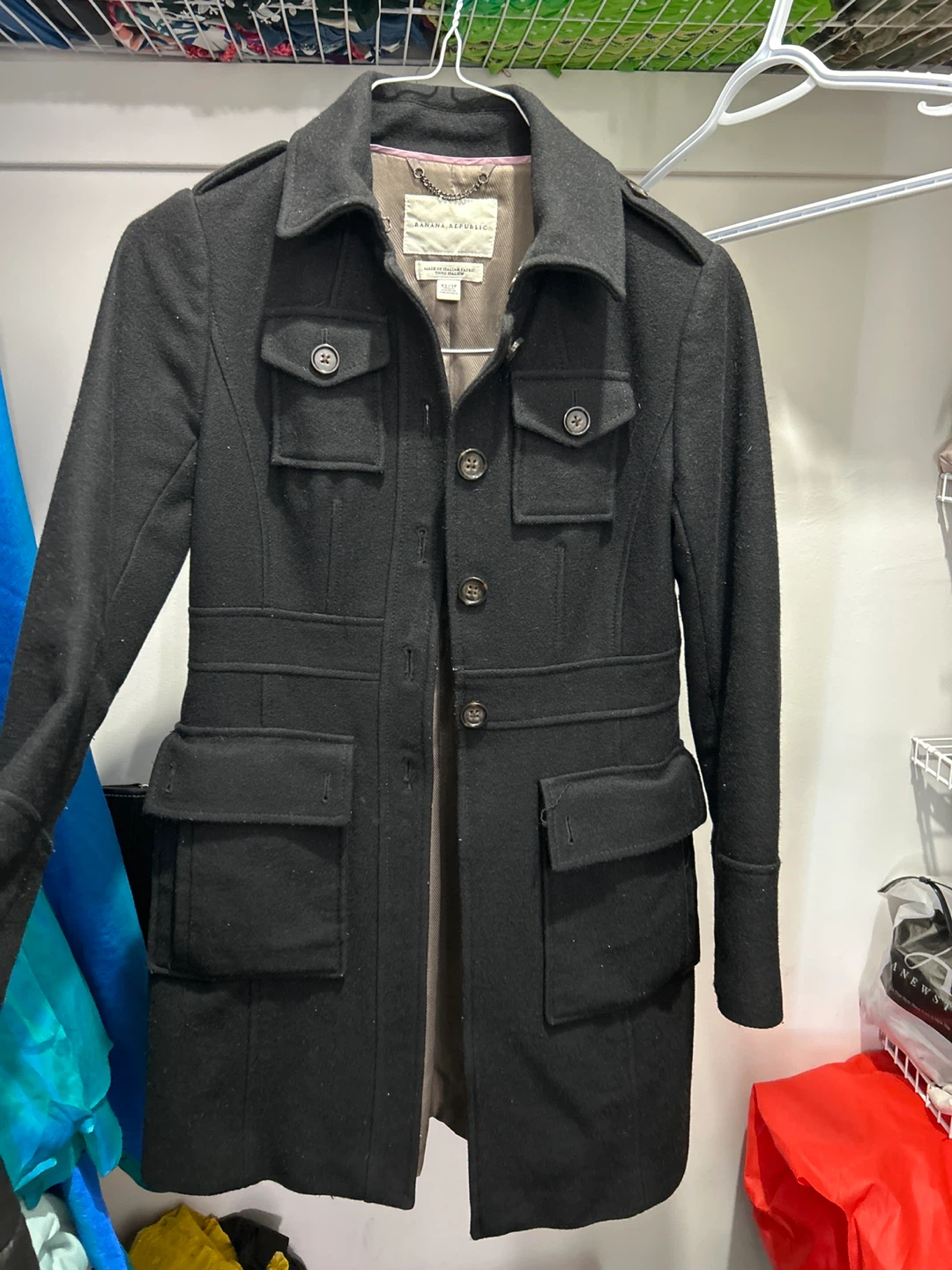 Banana Republic Black Wool Coat - Size XS/TP - photo 3