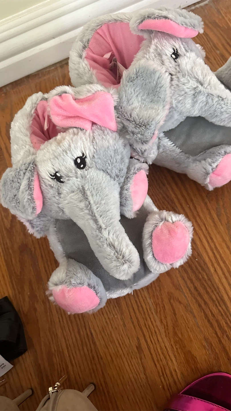Elephant Slippers - Grey & Pink