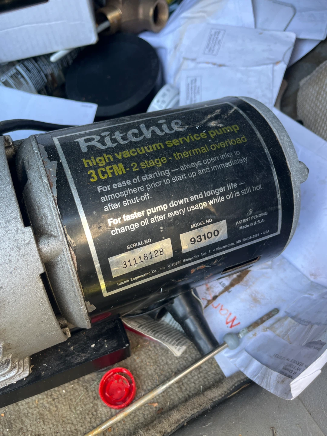 Ritchie High Vacuum Service Pump