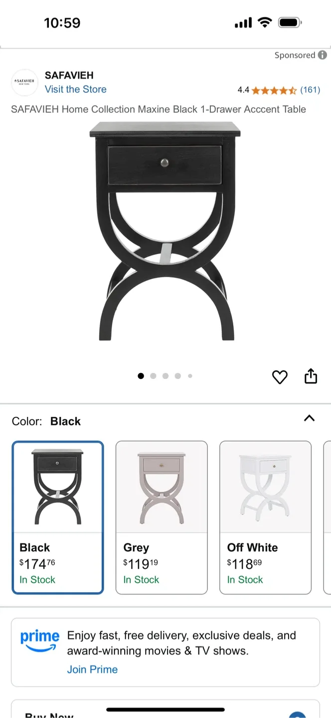 SAFAVIEH Maxine Black Accent Table - Like New! image indicator(2)