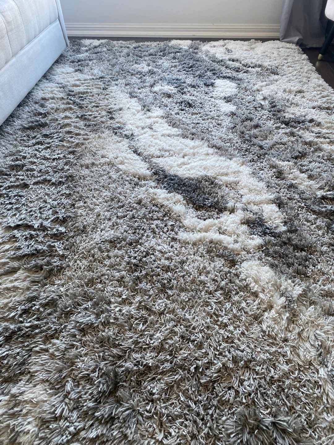 Grey & White Shag Rug