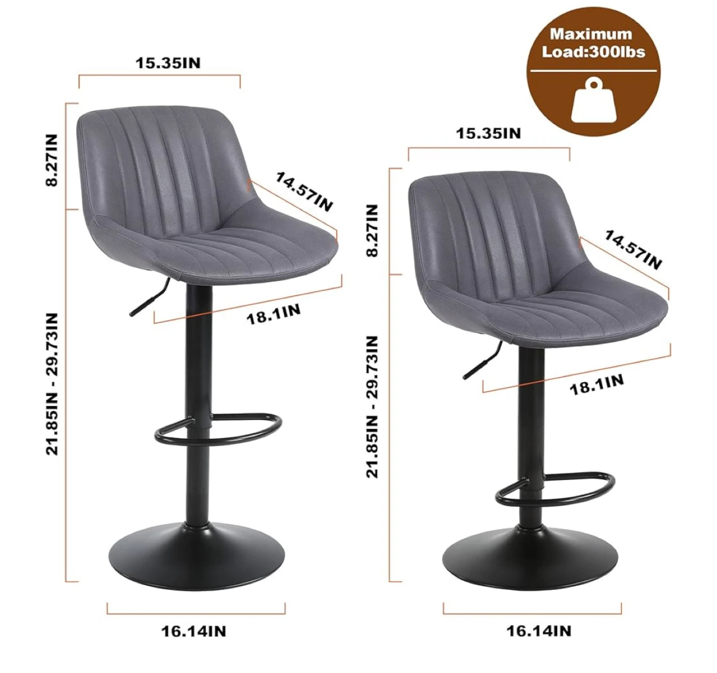 Grey Swivel Bar Stool - photo 4