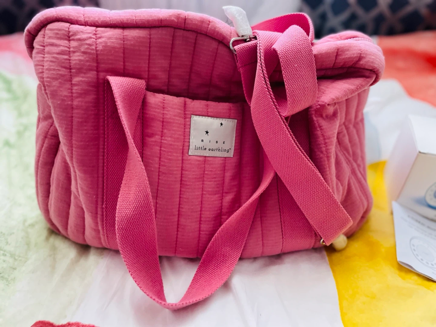 Rise Little Earthling Pink Quilted Diaper Bag