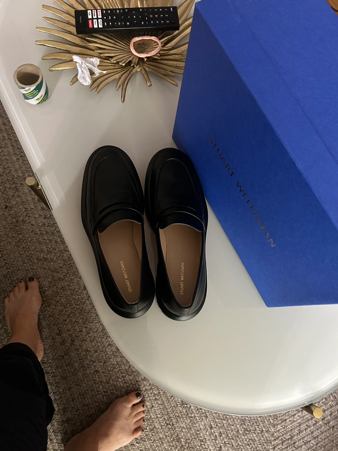 Stuart Weitzman Black Leather Loafers, Size 8.50 - photo 3