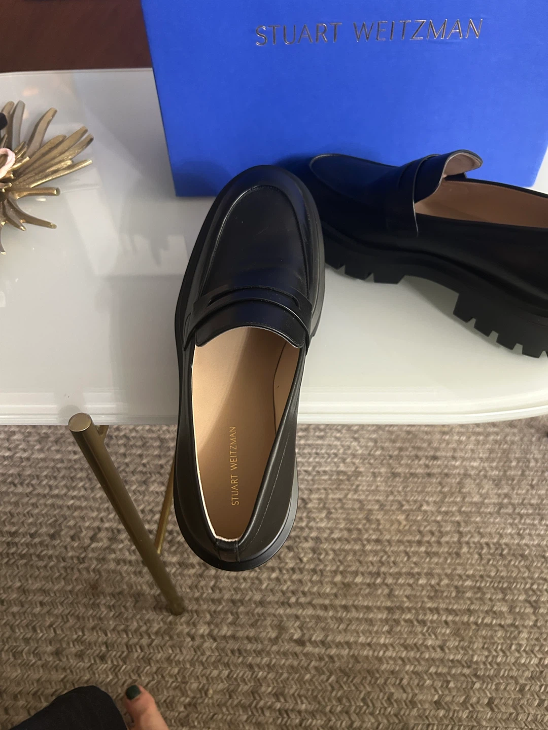 Stuart Weitzman Black Leather Loafers, Size 8.50 - photo 2